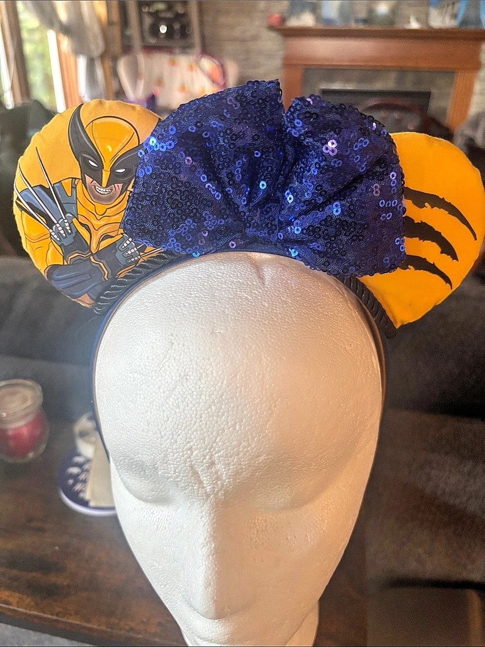 Yellow & Blue Animal Print Sequin Headband Like New